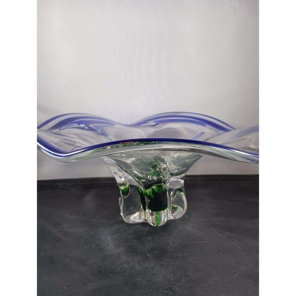 Murano Hand Blown Fluted Art Glass Bowl